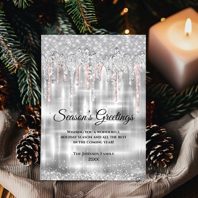 Navidades goteo de purpurinas rosa de oro de plata (Subido por el creador)