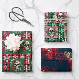 Navidades góticos envolviendo papel con cráneos