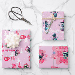 Navidades góticos rosados envolviendo papel