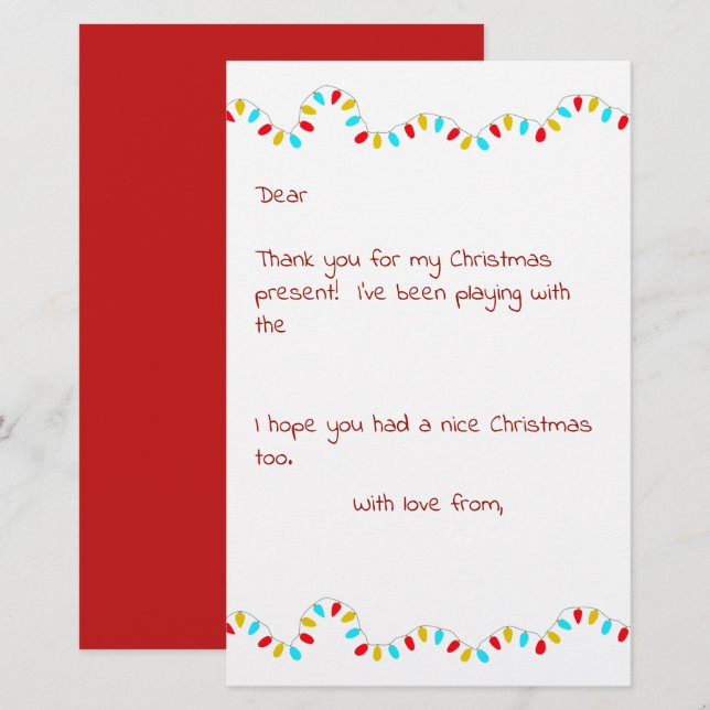 Navidades Gracias Carta De Los Niños (Anverso / Reverso)