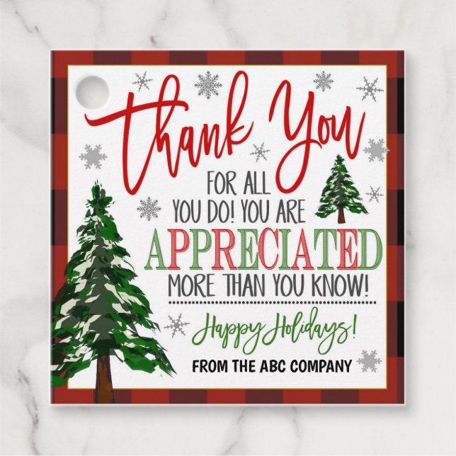 Navidades Gracias Etiqueta De Regalo (Anverso)