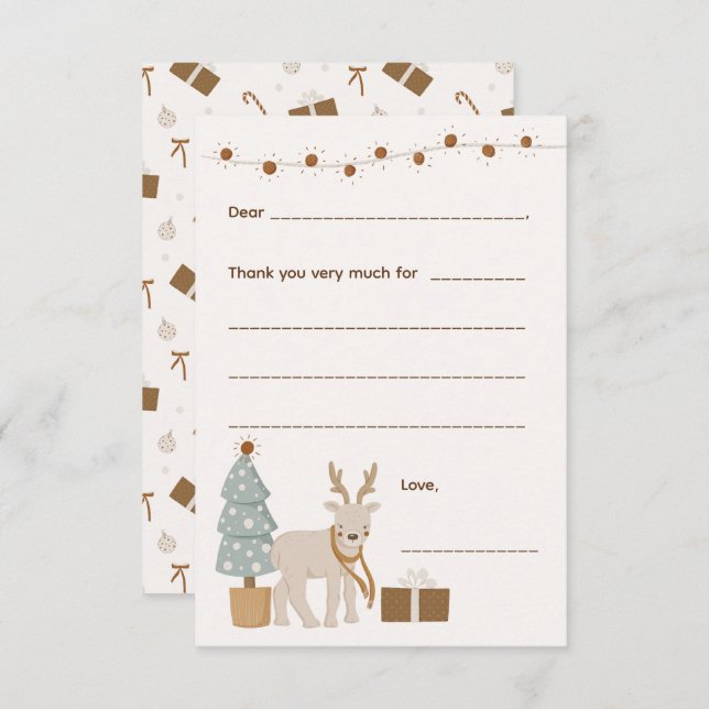 Navidades Gracias nota / rellene la tarjeta en bla (Anverso / Reverso)