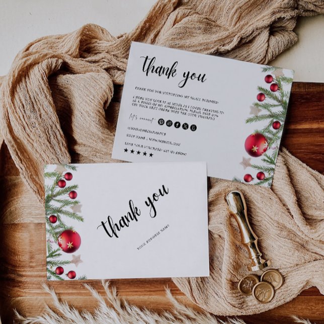 Navidades Gracias Tarjeta Pequeña Empresa (Christmas Thank You Card Small Business)