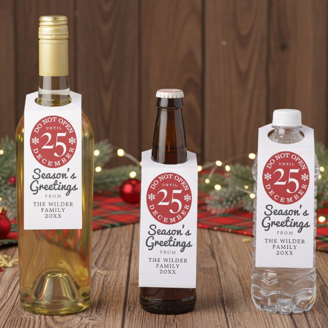 Navidades Graciosos No Abrir Etiqueta De Percha De (Do not open until 25 December bottle tags with space for your name)