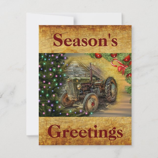 Navidades Granja Tractor Con Árbol De Navidad (Anverso)