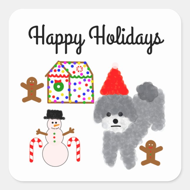 Navidades Gray Poodle #1-2 Pegatinas (Anverso)
