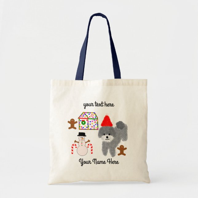 Navidades Gray Poodle #1 Bolsa Tote (Frente)