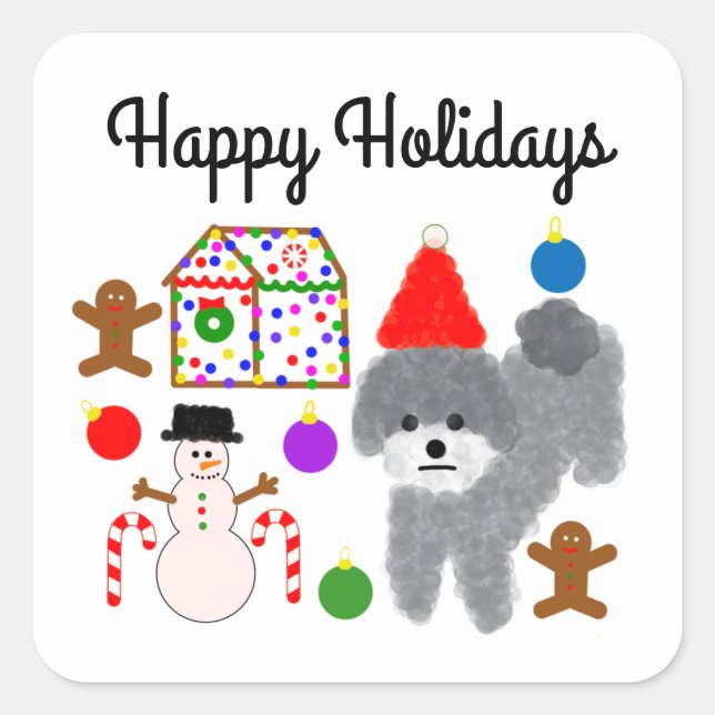 Navidades Gray Poodle #2-2 Pegatinas (Anverso)