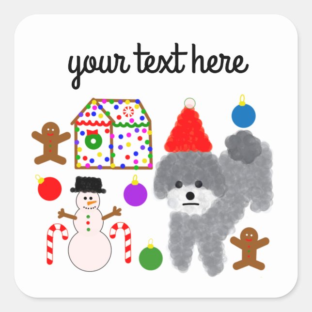 Navidades Gray Poodle #2-3 Pegatinas (Anverso)