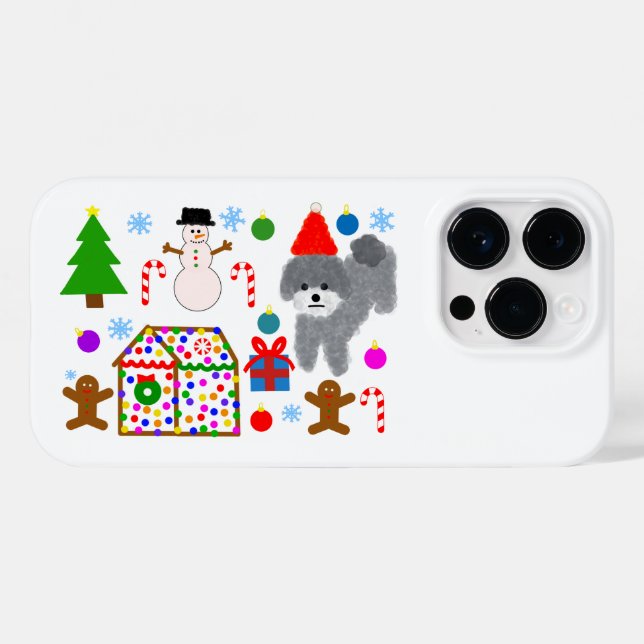 Navidades Gray Poodle #3 iPhone 14 Pro Funda (Reverso (Horizontal))