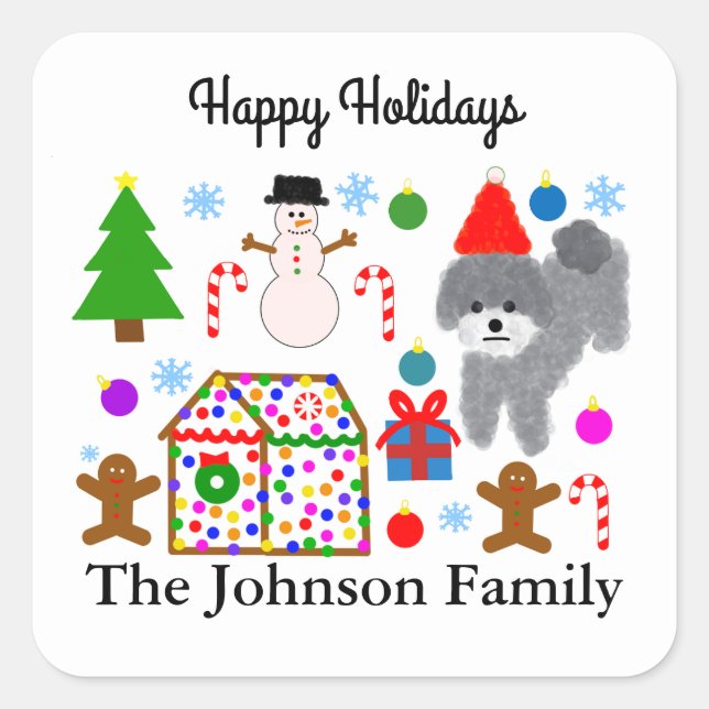 Navidades Gray Poodle #3 Pegatinas (Anverso)