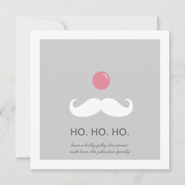 Navidades Gray Santa Mustache foto tarjetas planas (Anverso)