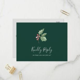 Navidades Green Menu Choice RSVP Postcard