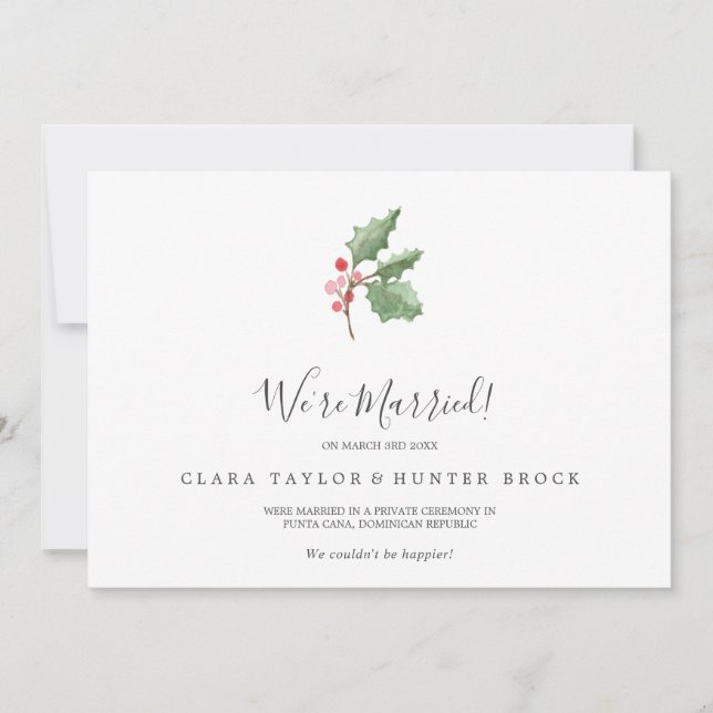 Navidades Greenery y Invitación de Elopement Berry (Anverso)