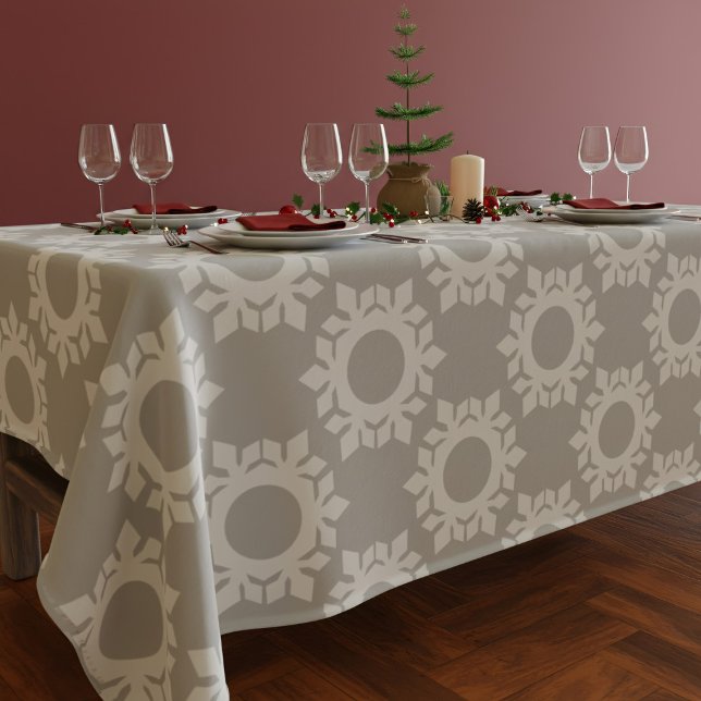 Navidades Gris de copas de nieve modernos manteles (A bold snowflake pattern tablecloth that makes your festive table!)