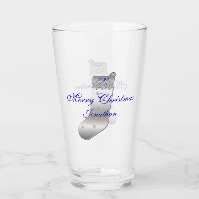 Navidades Gris plateados Cristal Tumbler Pint (Anverso)