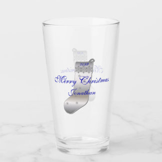 Navidades Gris plateados Cristal Tumbler Pint