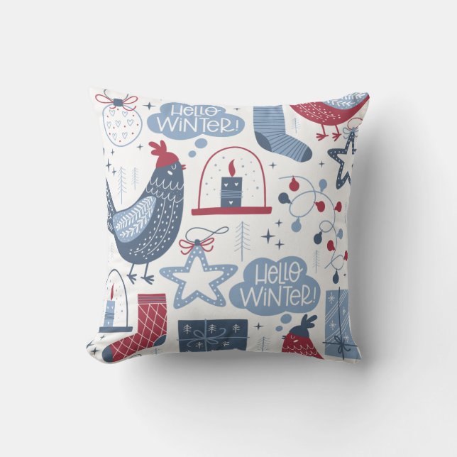 Navidades grises Hola Cojín decorativo de invierno (Anverso)
