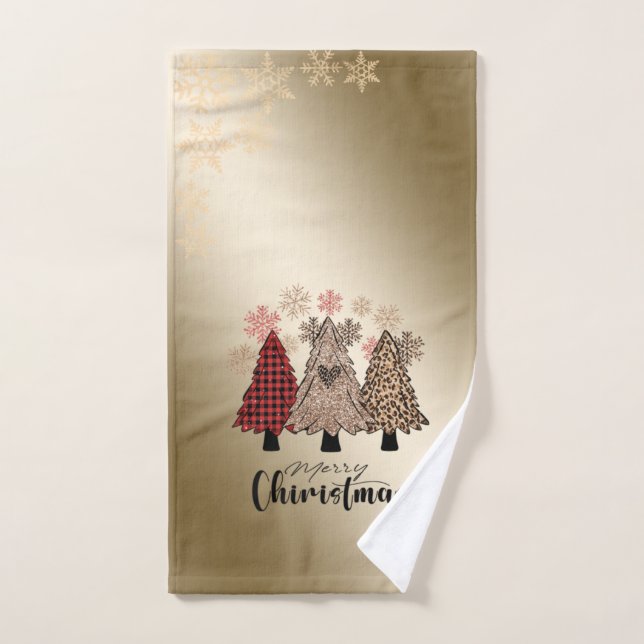 Navidades Guay Pine Trees, Snowflakes Gold (Toalla de mano)