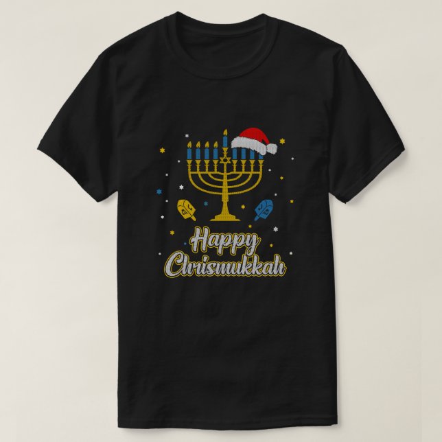 Navidades Hanukkah Sweater Menorah Feliz Chris (Diseño del anverso)