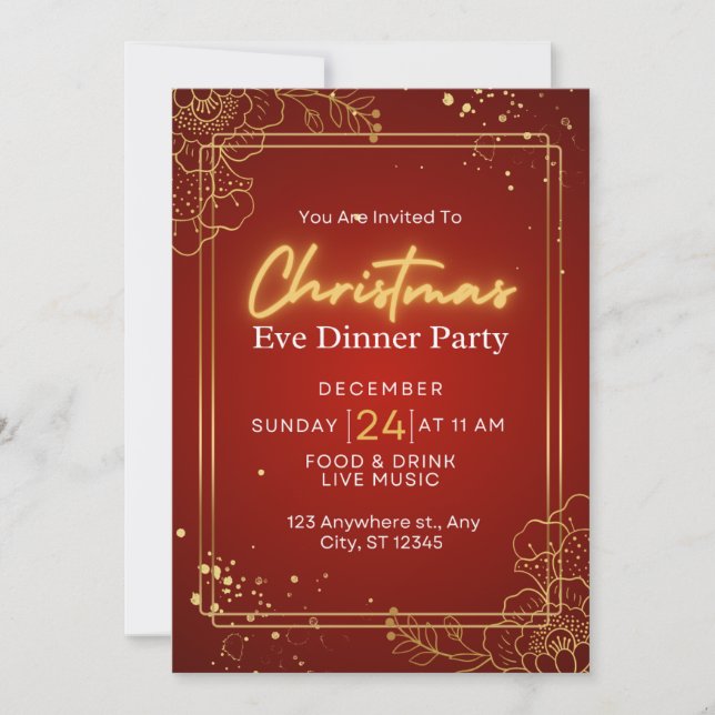 Navidades hasta tarjeta de invitación para la cena (Anverso)
