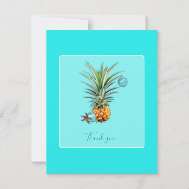 Navidades hawaianos de la piña Aqua gracias notas (Anverso)
