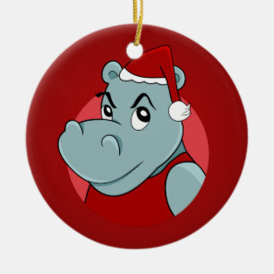 Navidades hippo personalizado ornamento cerámico