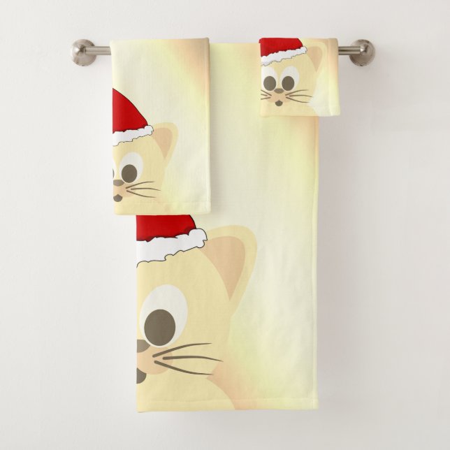 Navidades Holiday-Cat, Santa Hat, Snowflakes Gold (In situ)