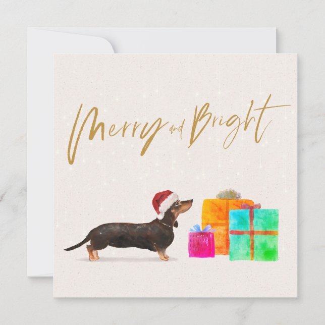 Navidades Holiday Dog Dachshund Merry Greeting (Anverso)