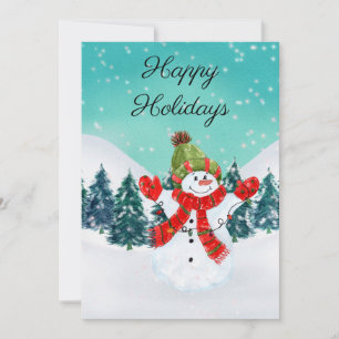 Navidades Holiday Snowman Happy Holidays Card