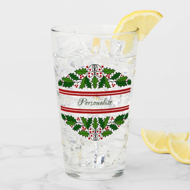 Navidades Holiday Wreath Xmas Holly Personalizado (Reverso (hielo))