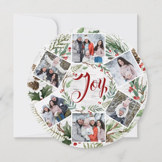 Navidades Holly 6 FOTOS Tarjeta de vacaciones Birc (Anverso)