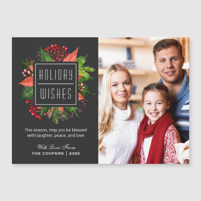 Navidades Holly Berries Foto Tarjeta magnética (Anverso)