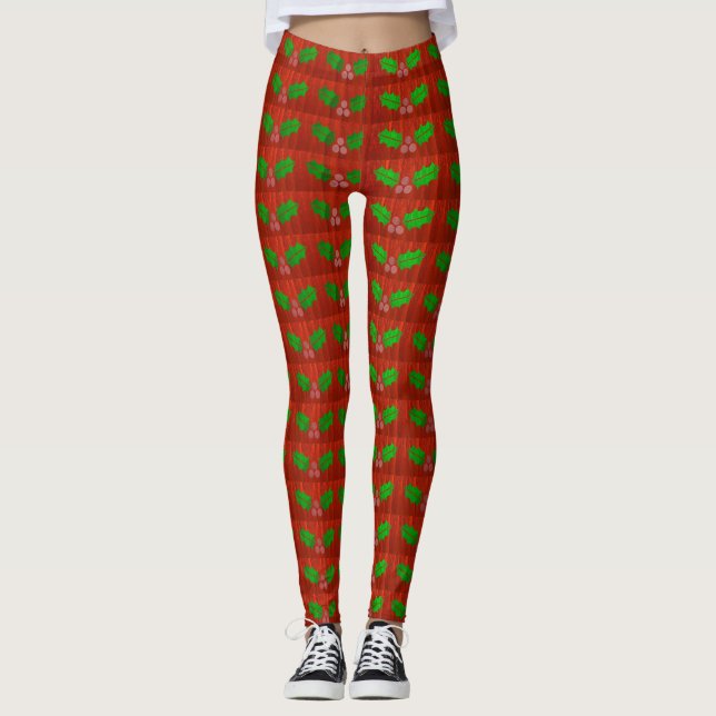 Navidades Holly Berries Leggings Todo-Over-Print (Anverso)