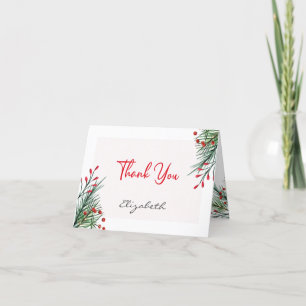 Navidades Holly Berry Leaves plegadas Tarjeta de a
