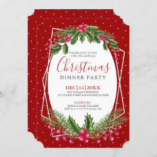 Navidades holly bouquet cena invitación