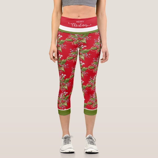 Navidades Holly Branch Leggings (Anverso)