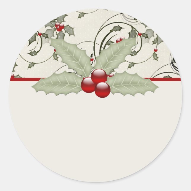 Navidades Holly Design 1 - Pegatinas de Navidad (Anverso)