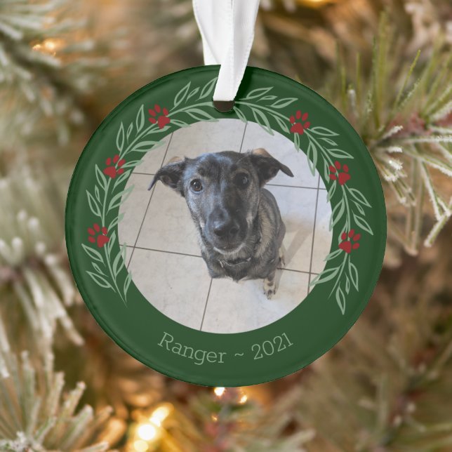 Navidades Holly Elegant Mascota Foto Ornamento (Árbol)