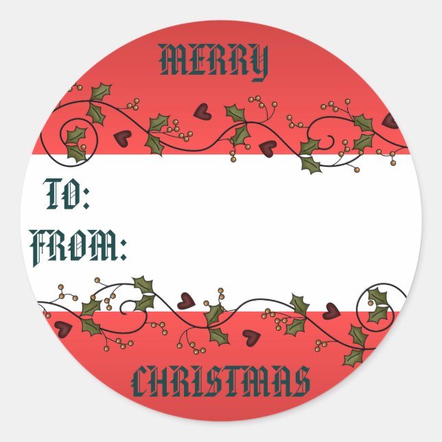 Navidades Holly Gift Etiqueta (Anverso)