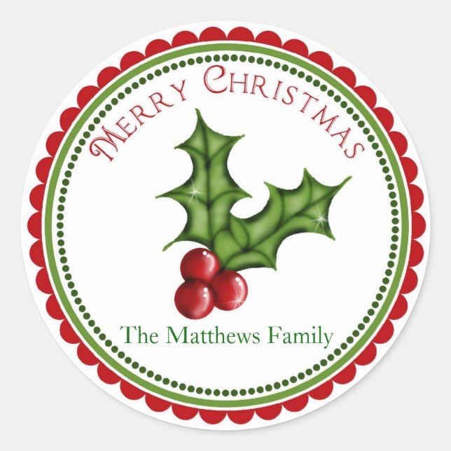 Navidades Holly Gift Pegatinas (Anverso)