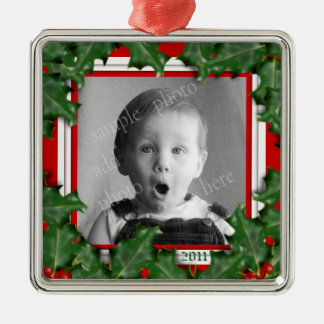 Navidades Holly, marco fotográfico, ornamento de c