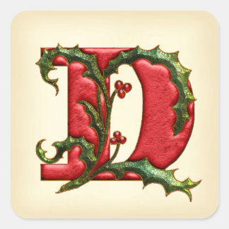Navidades Holly Monograma D Sellos para sobres