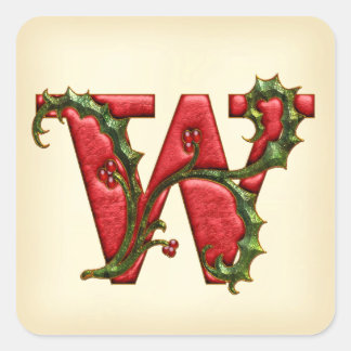 Navidades Holly Monograma W Sellos para sobres