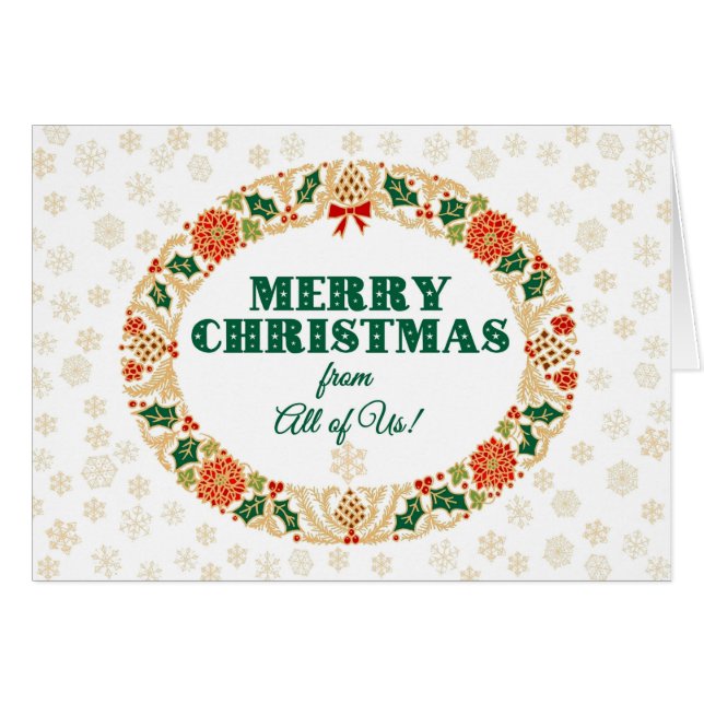 Navidades Holly Wreath de todos los copos de nieve (Anverso (Horizontal))