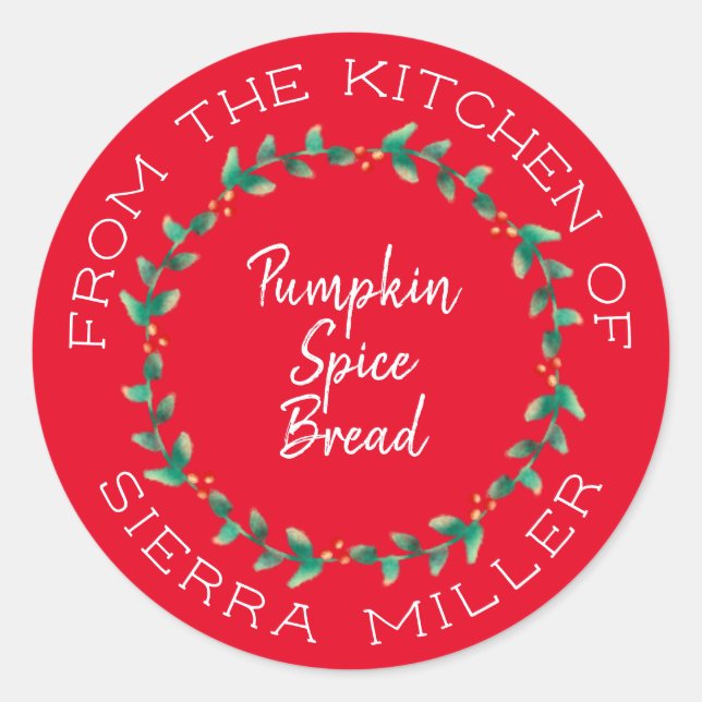 Navidades Holly Wreath Kitchen trata la etiqueta r (Anverso)