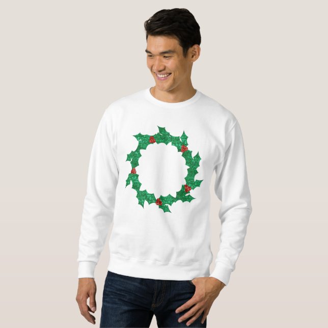 navidades holly wreath mens sudadera (Anverso completo)