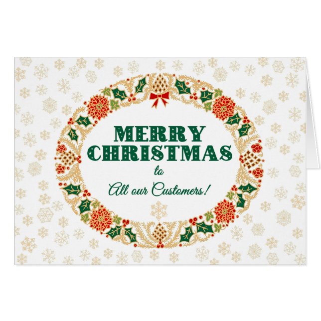 Navidades Holly Wreath, para clientes copos de nie (Anverso (Horizontal))