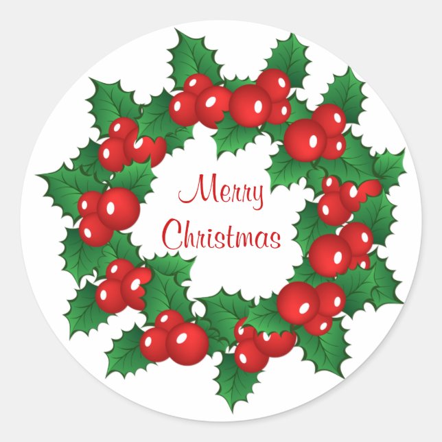 Navidades holly wreath Pegatina (Anverso)
