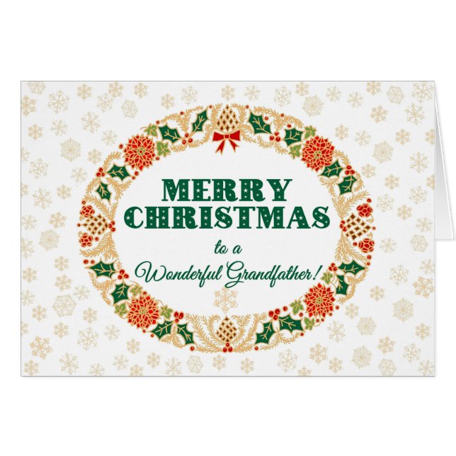 Navidades Holly Wreath, por el abuelo Snowflakes (Anverso (Horizontal))